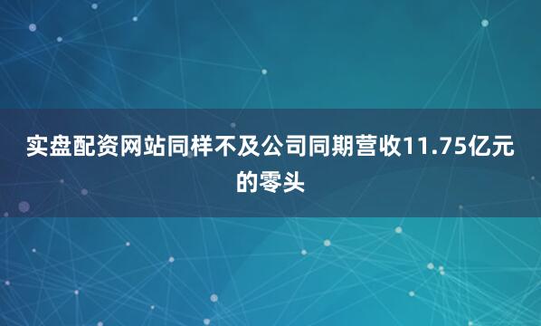 实盘配资网站同样不及公司同期营收11.75亿元的零头
