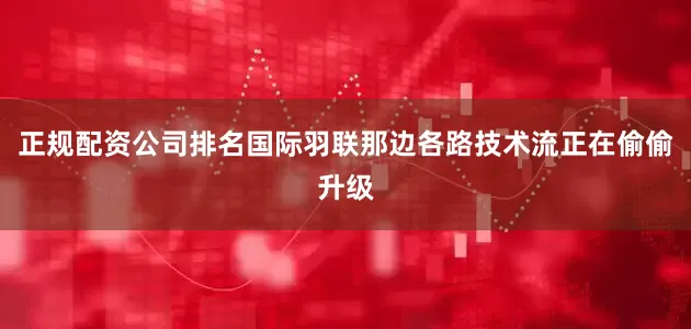 正规配资公司排名国际羽联那边各路技术流正在偷偷升级